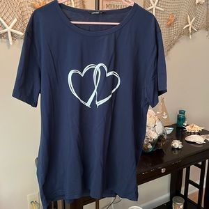 Womens 2XL Blue heart shirt